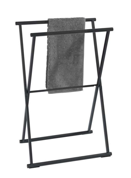 Suport pentru prosoape, Wenko, Lava, 53.5 x 80.5 x 35 cm, inox, negru