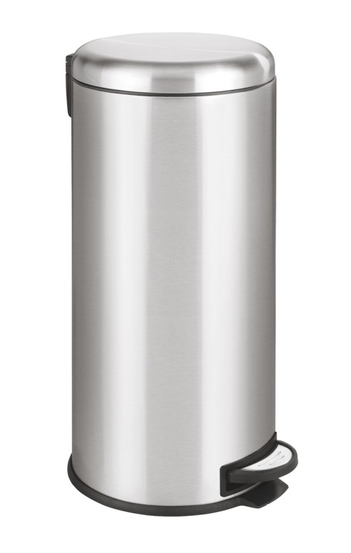 Cos de gunoi cu pedala, Wenko, Leman Easy Close, 30 L, inox, gri