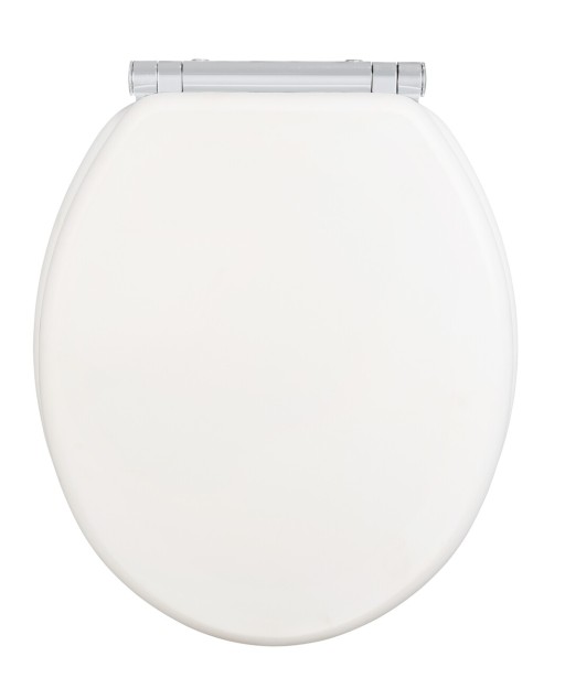 Capac de toaleta cu sistem automat de coborare, Wenko, Easy-Close Morra, 35 x 42 cm, mdf, alb mat
