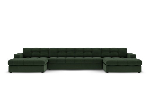 Canapea panoramica 5 locuri, Justin, Micadoni Home, BL, 294x160x72 cm, poliester, verde inchis
