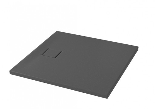 Cadita dus patrata gri mat 90x90 cm Cersanit Tako Slim cu sifon inclus