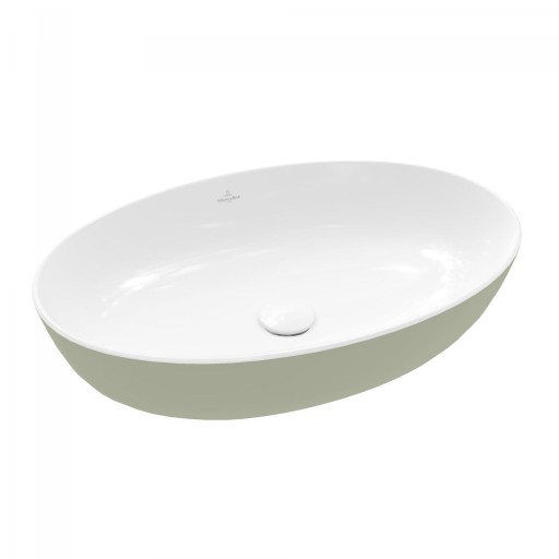 Lavoar tip bol Villeroy & Boch Artis 61x41cm fara orificiu baterie fara preaplin montare pe blat Sage Green