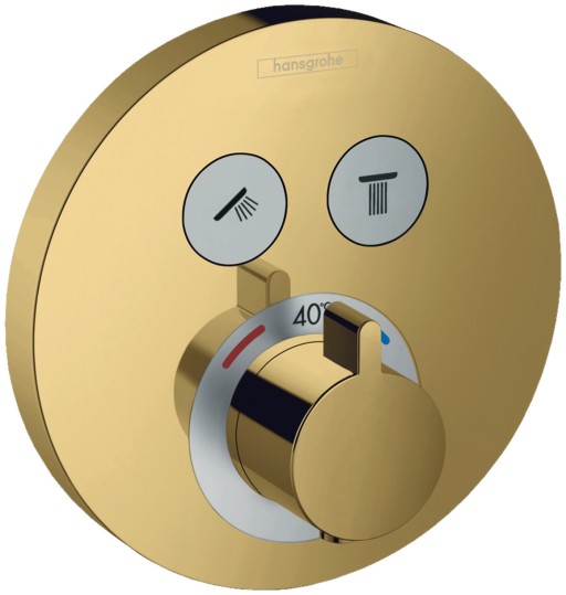 Baterie cada - dus termostatata Hansgrohe ShowerSelect S cu montaj incastrat necesita corp ingropat gold optic lustruit