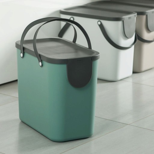 Cos de gunoi pentru colectare selectiva Albula, Rotho, 25 L, plastic, verde