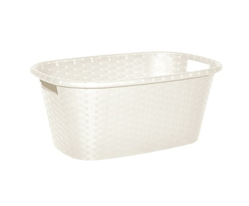 Cos de rufe Rattan, Jotta, 60x40x25 cm, plastic, crem