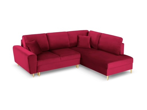 Coltar extensibil dreapta 5 locuri, Moghan, Micadoni Home, GL, 243x194x88 cm, catifea, rosu