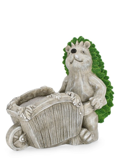 Ghiveci Hedgehog, Bizzotto, 36.5x19.5x32.5 cm, magneziu, gri/verde