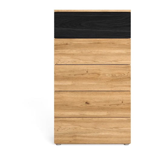 Comodă înaltă neagră cu aspect de stejar 62x111 cm Care - Marckeric