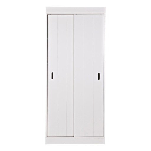 Dulap din lemn cu uși glisante WOOOD Row, alb