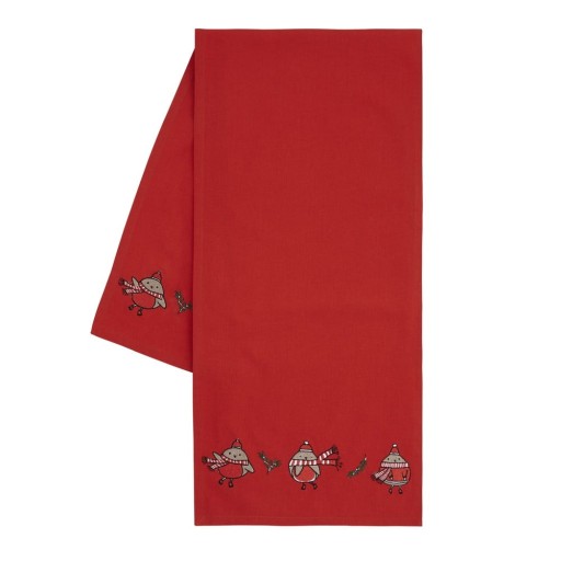 Napron de masă din bumbac 33x220 cm cu model de Crăciun Christmas Robins – Catherine Lansfield