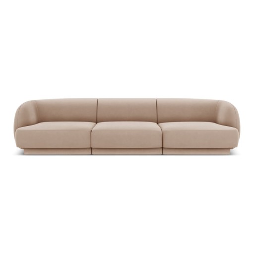 Canapea bej cu tapițerie din catifea 259 cm Miley – Micadoni Home