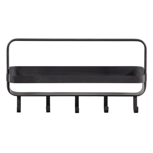 Cuier de perete negru cu raft din metal Akke – WOOOD