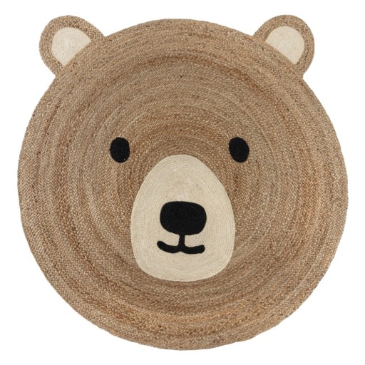 Covor pentru copii în culoare naturală din iută 100x100 cm Bertie Bear – Flair Rugs