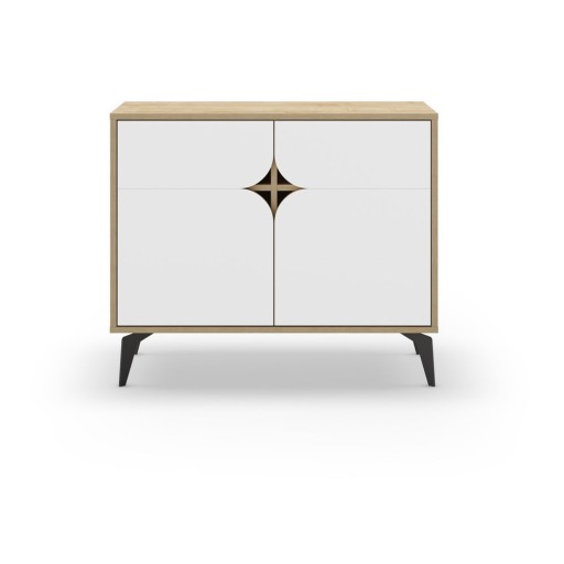 Dulap alb/în culoare naturală cu aspect de lemn de stejar 95x79 cm Nola – Marckeric