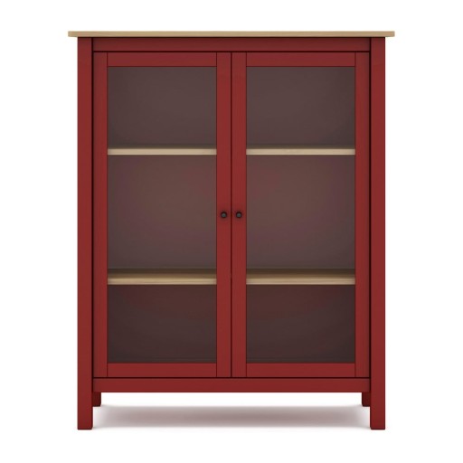 Vitrină roșu/natural din lemn de pin 90x110 cm Misti – Marckeric