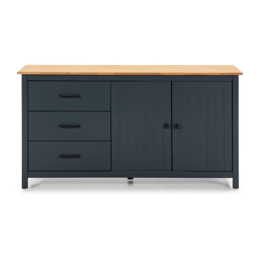 Comodă albastru-închis din lemn masiv de pin 150x80 cm Miranda – Marckeric