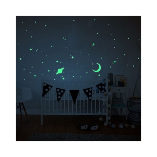 Autocolant fosforescent pentru perete Ambiance Moon and Planets