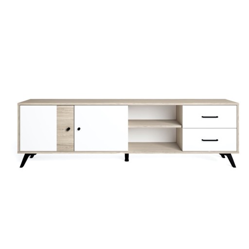 Comodă TV albă cu aspect de stejar 181x53 cm Sahara - Marckeric