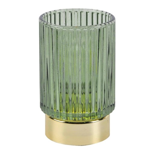 Decorațiune luminoasă din sticlă cu LED PT LIVING Ribbed, verde