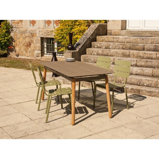 Set de dining pentru grădină verde/maro din metal pentru 4 persoane Alicante - Ezeis