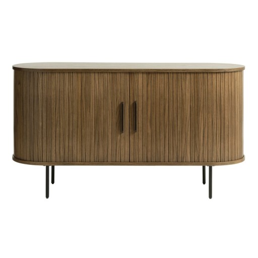 Comodă maro joasă cu aspect de lemn de stejar 140x76 cm Nola – Unique Furniture