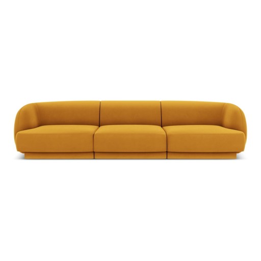 Canapea galben-muștar cu tapițerie din catifea 259 cm Miley – Micadoni Home