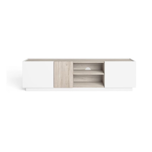 Comodă TV alb/natural cu aspect de lemn de stejar 180x48 cm Udine – Marckeric