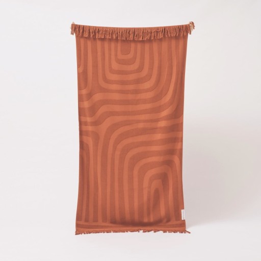 Prosop de plajă din bumbac Sunnylife Luxe, 160 x 90 cm, portocaliu