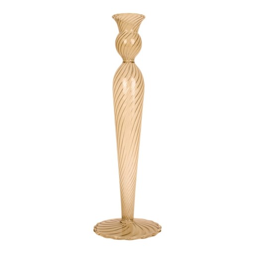 Sfeșnic din sticlă PT LIVING Swirl, înălțime 26,5 cm, maro deschis