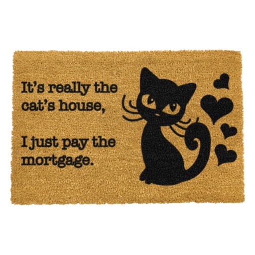 Covoraș intrare din fibre de cocos Artsy Doormats It's really the Cats House, 40 x 60 cm