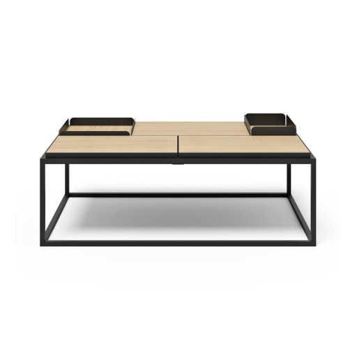 Măsuță de cafea negru-natural cu blat cu aspect de lemn de stejar 75x120 cm Douro – TemaHome