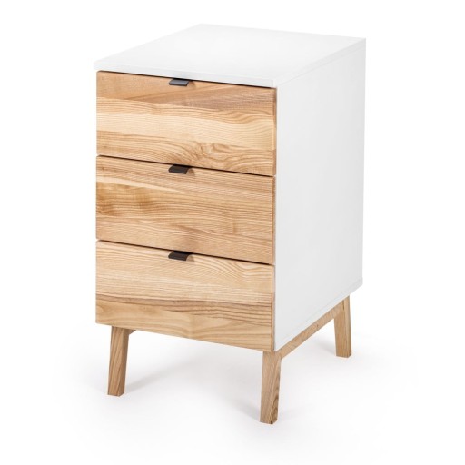 Comodă albă/în culoare naturală înaltă cu aspect de lemn de frasin 50x75 cm Luka – Ragaba