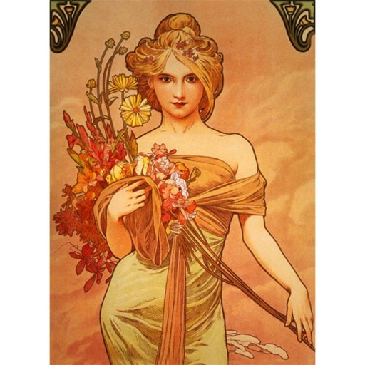 Reproducere pe pânză după Alfons Mucha - Bouquet, 40 x 55 cm
