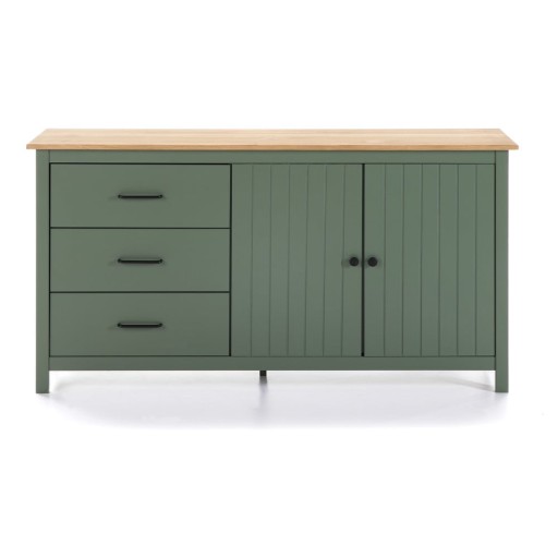 Comodă verde/în culoare naturală joasă din lemn masiv de pin 150x80 cm Miranda – Marckeric