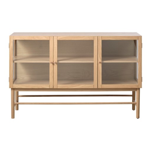 Vitrină din lemn de stejar 88x140 cm Elba – Unique Furniture