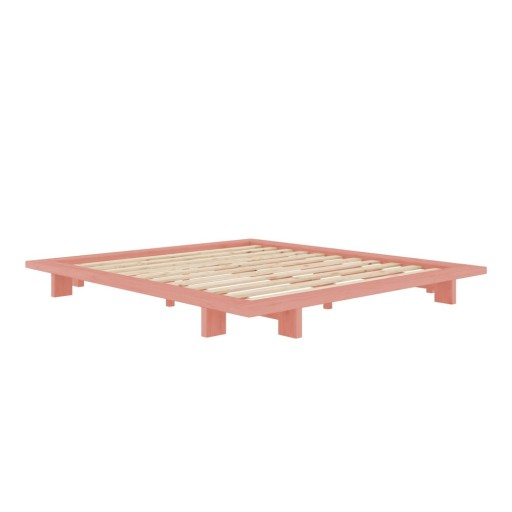 Pat matrimonial roz deschis din lemn masiv de pin cu somieră 180x200 cm Japan – Karup Design