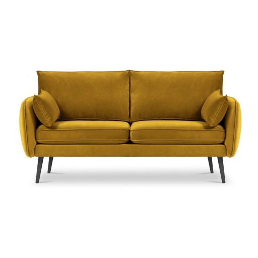 Canapea cu tapițerie din catifea Kooko Home Lento, 158 cm, galben