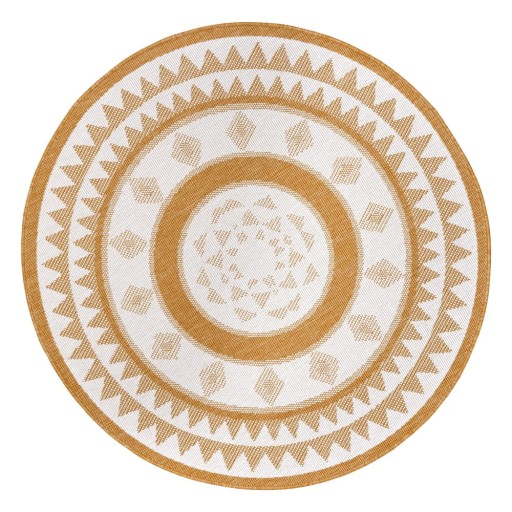 Covor de exterior galben ocru-alb rotund ø 140 cm Jamaica – NORTHRUGS