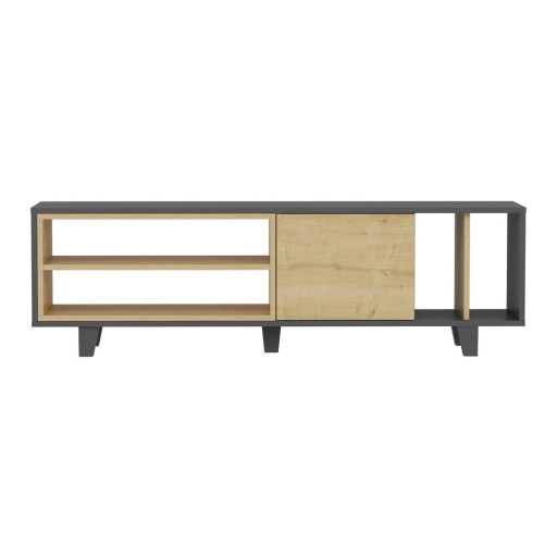 Comodă TV gri/naturală din stejar 160x49 cm Rosmar - Kalune Design