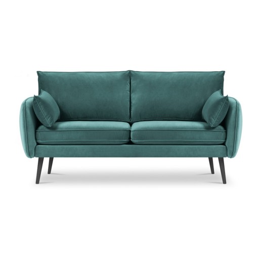 Canapea cu tapițerie din catifea Kooko Home Lento, 158 cm, albastru petrol