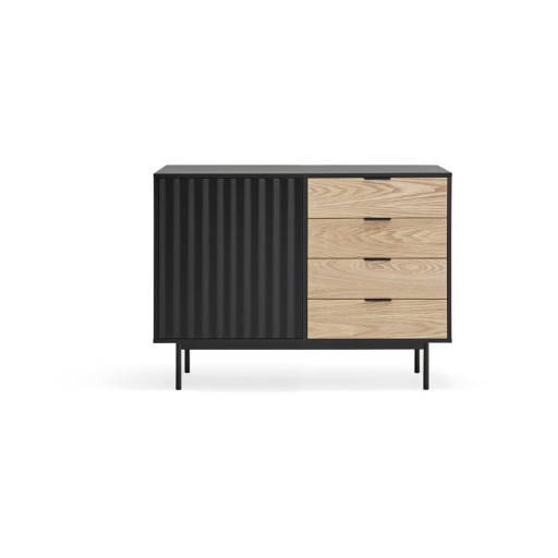 Comodă joasă neagră în decor de stejar 108x80 cm Sierra - Teulat