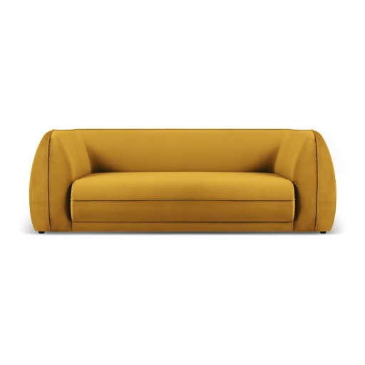 Canapea galbenă cu tapițerie din catifea 225 cm Lando – Micadoni Home
