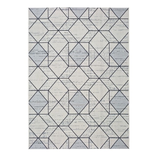Covor pentru exterior Universal Elba Geo, 140 x 200 cm, crem-albastru