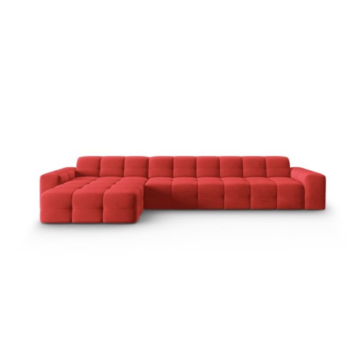 Colțar roșu cu tapițerie din catifea (pe partea stângă) Kendal – Micadoni Home