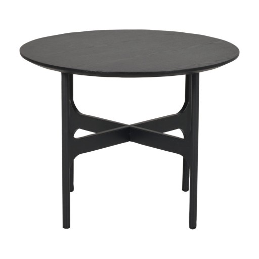 Măsuță de cafea neagră rotundă cu blat cu aspect de lemn de frasin 55x55 cm Colton - Rowico