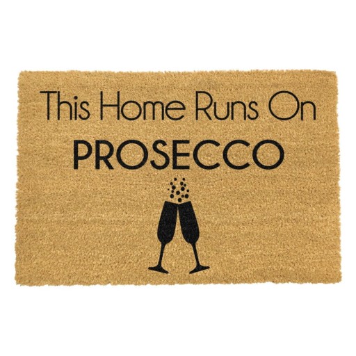 Covoraș intrare din fibre de cocos Artsy Doormats This Home Runs On Prosecco, 40 x 60 cm