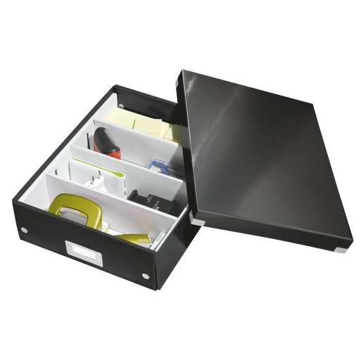 Cutie de depozitare neagră din carton cu capac 28x37x10 cm Click&Store – Leitz