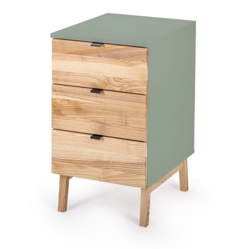 Comodă verde-mentă/în culoare naturală înaltă cu aspect de lemn de frasin 50x75 cm Luka – Ragaba