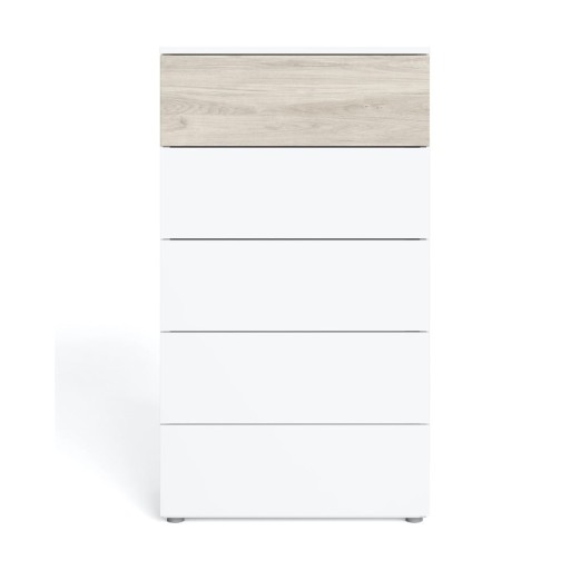 Comodă înaltă albă cu aspect de stejar 62x111 cm Sahara - Marckeric