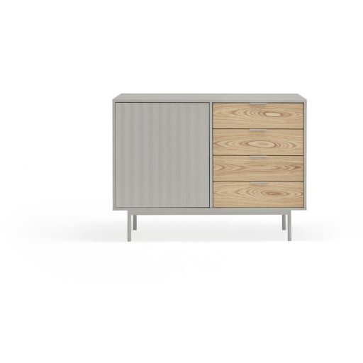Comodă joasă gri în decor de stejar 108x80 cm Sierra - Teulat